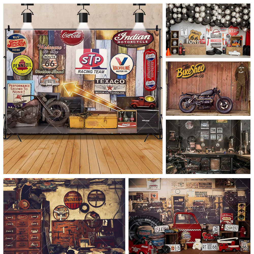 Retro Motorcycle Car Repairs G - Workshop Tools Background 评论和价格